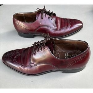 Vtg Wright Breather Arch Preserver Wingtip Shoes Burgundy Leather Mens 11.5 USA